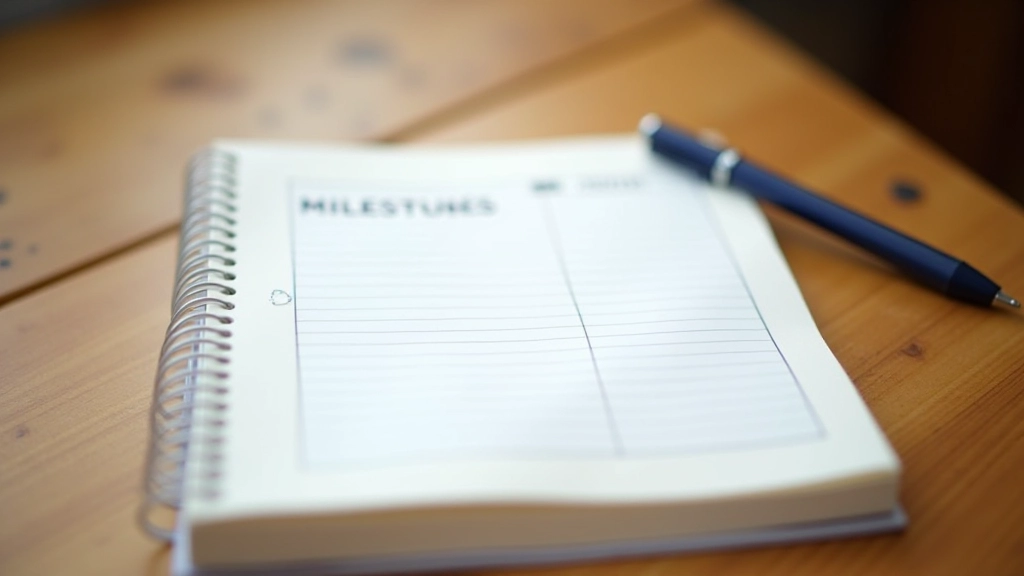Notebook with milestone planning structure and goal tracking system laid out clearly